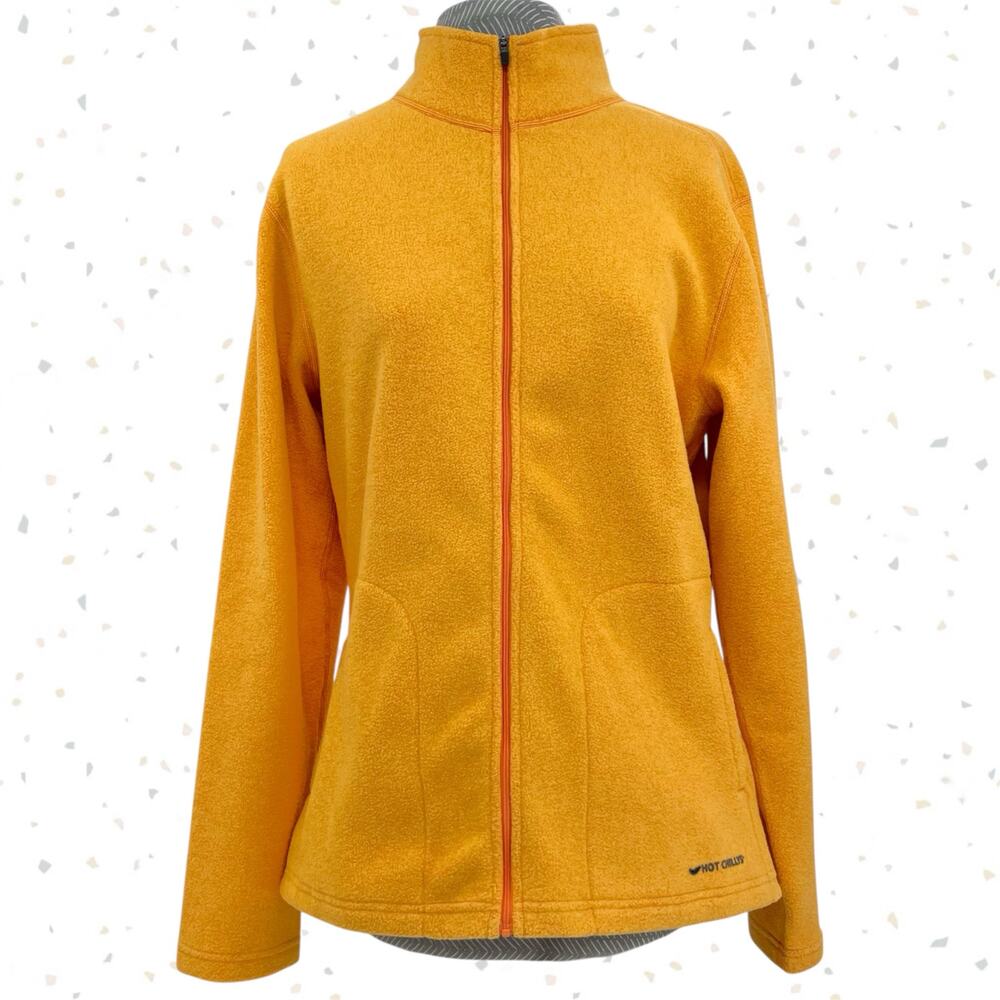 Hot Chillys Sunflower Yellow Fleece Full Zip Jacket Outdoor Hiking Size L NEW
